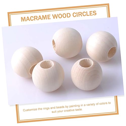 VILLCASE 1 Set Beaded Wood Ring Set Macrame Kits Macrame Making Tool Unfinished Smooth Wooden Ring Natural Wood Rings Small Wood Rings for Macrame VILLCASE