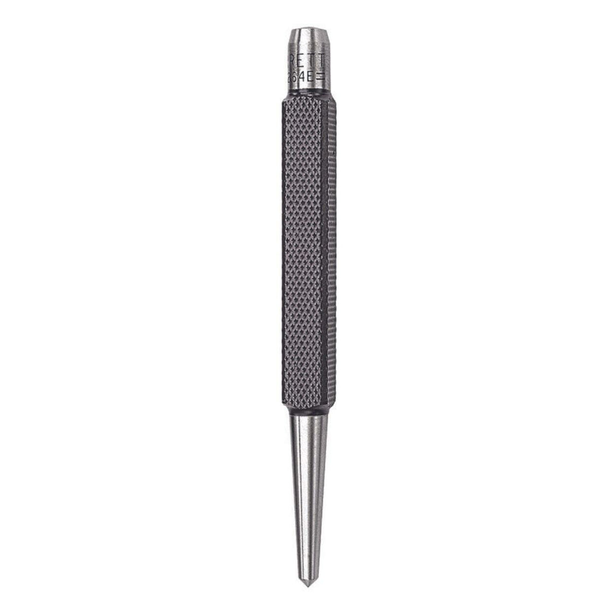 Starrett Steel Center Punch with Square Shank and Knurled Finger Grip - Hardened and Tempered, 4-1/4" Length, 5/32" Diameter Tapered Point, 3/8" Starrett