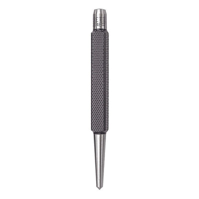 Starrett Steel Center Punch with Square Shank and Knurled Finger Grip - Hardened and Tempered, 4-1/4" Length, 5/32" Diameter Tapered Point, 3/8"