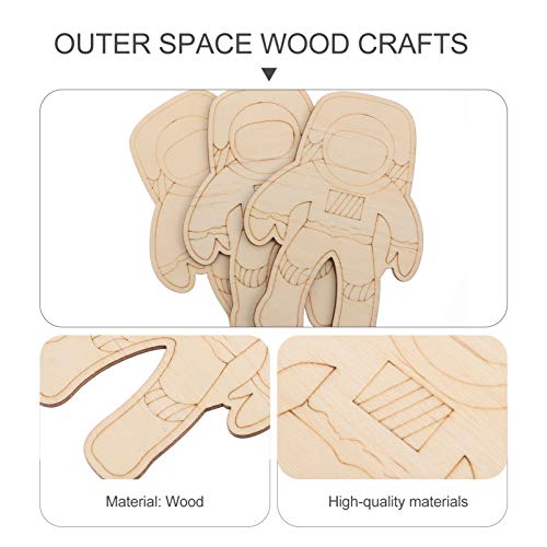 Home Decor Decor Decoration 27pcs Unfinished Wood Space Slices Blank Wood Astronaut Discs Spaceship Alien Chips DIY Arts Crafts for Space Themed EXCEART