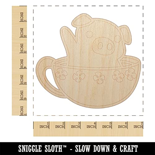 Teacup Pig Unfinished Wood Shape Piece Cutout for DIY Craft Projects - 1/8 Inch Thick - 6.25 Inch Size Sniggle Sloth