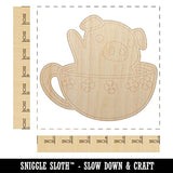 Teacup Pig Unfinished Wood Shape Piece Cutout for DIY Craft Projects - 1/8 Inch Thick - 6.25 Inch Size Sniggle Sloth