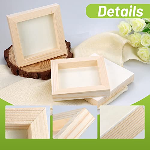 BILLIOTEAM 6 Pack Unfinished Square Wood Panels,6" x 6"/15cm x 15cm,Blank Wooden Canvas Cradled Painting Panel Boards for
