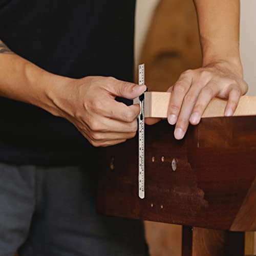 KEARING 6 Inch 15 cm Pocket Ruler Stainless Steel Ruler with Detachable Clips Imperial & Metric Graduations, 2 Pieces KEARING