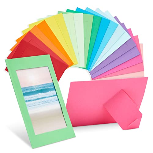 Juvale 50 Pack Colorful 4x6 Paper Picture Frames, Cardboard Photo Easels for DIY, Classroom Crafts, 10 Rainbow Colors - WoodArtSupply