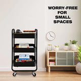 HOMESTEAD 3-Tier Rolling Cart - Heavy Duty Metal Rolling Cart, Lockable Casters, Multifunctional Storage Shelves - Great for Kitchen, Office, HOMESTEAD
