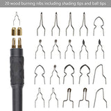 WANDART Professional Wood Burning Kit with One Pyrography Pen Single Wood Burner with 20 Wood Burning Tips with Case and 5PCS Stencils WANDART