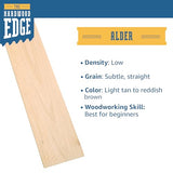 The Hardwood Edge Alder Wood Planks - 2-Pack Alder Wood for Unfinished Wood Crafts - 1/4’’ (6mm) 100% Pure Hardwood - Laser Engraving Blanks - Alder THE HARDWOOD EDGE