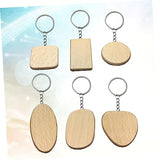 NOLITOY 6pcs Unfinished Wood Sign Wooden Circles Car Key Chain Round Wooden Discs Wood Engraving Keychains Wood Name Tags Keychain Wallet Key Holder NOLITOY