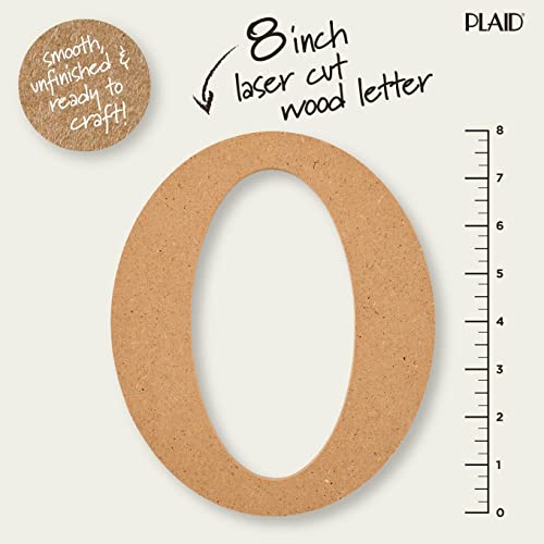 Plaid Wood Unfinished Letter, 8" Wooden Surface Perfect for DIY Arts and Crafts Projects, 63594, 8 inch - WoodArtSupply