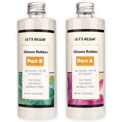 Silicone Mold Making Kit - Translucent Silicone Rubber Non-Toxic Liquid Mold Making Silicone - Mixing Ratio 1:1 - Ideal for Resin Molds, Silicone