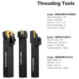 Metal Lathe Cutting Tools - 7PCS 1/2" Turning Holder Boring Bars with 7pcs Indexable Carbide Inserts CCMT060204 DCMT070204 11IR 16ER MGMN200-G IWONGO