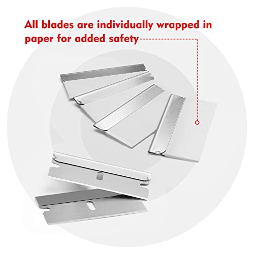 WORKPRO 100-Pack Single Razor Edge Blades, Industrial Scraper Razor Blades, High Carbon Steel One Edge Razor Blades WORKPRO