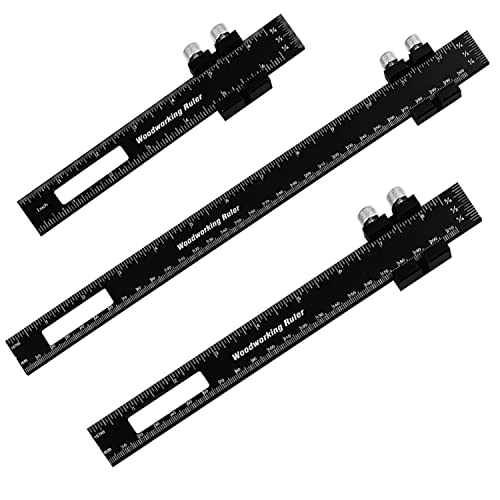 Woodworking Ruler Precision Pocket Rule - 12, 8, 6 Inch Metal Slide Stop Marking Ruler Metric Inch Measuring Wood Working Scribing Rulers Measure vicrays