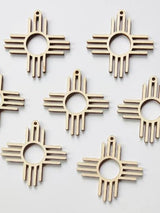 12 Pieces (Many Sizes) Smooth Unfinished Wood New Mexico Zia Sun Symbol Laser Cutout Dangle Earring Jewelry Blanks Charms Ornaments Shape Crafts Made Texan Wood Crafts