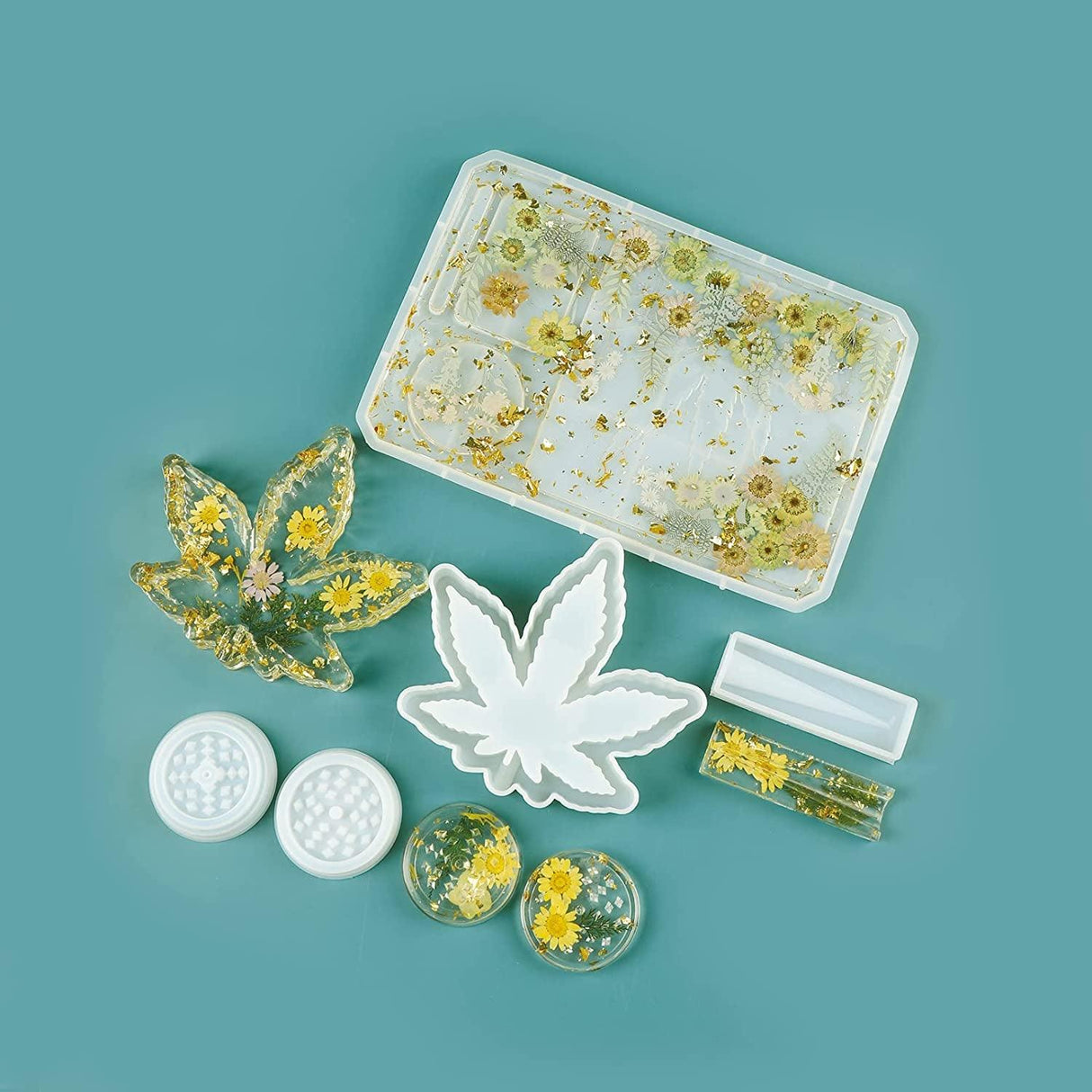 4 PCS Silicone Molds for DIY Epoxy Resin - Large Resin Molds Including Rolling Tray Mold Ashtray Joint Holder and Resin Grinder Mold WoodArtSupply