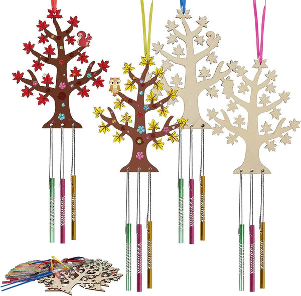 keusn 1pack winter wind chime kit for kids make your own wooden