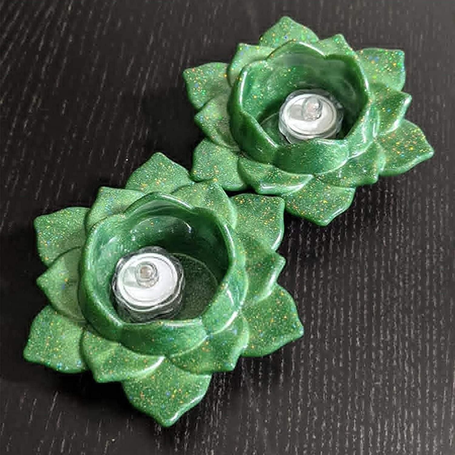 Lotus Tealight Candles Holders Resin Mold, Flower Candlestick Epoxy Casting Silicone Molds for DIY Jewelry Box, Trinket Container, Candy Box Home WoodArtSupply