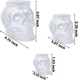 Set of Large + Medium + Small 3D Skull Resin Molds, Flexible Clear Silicone Skull Head Molds, Silicone Molds for Resin, Clay, Candle Wax Casting, WoodArtSupply