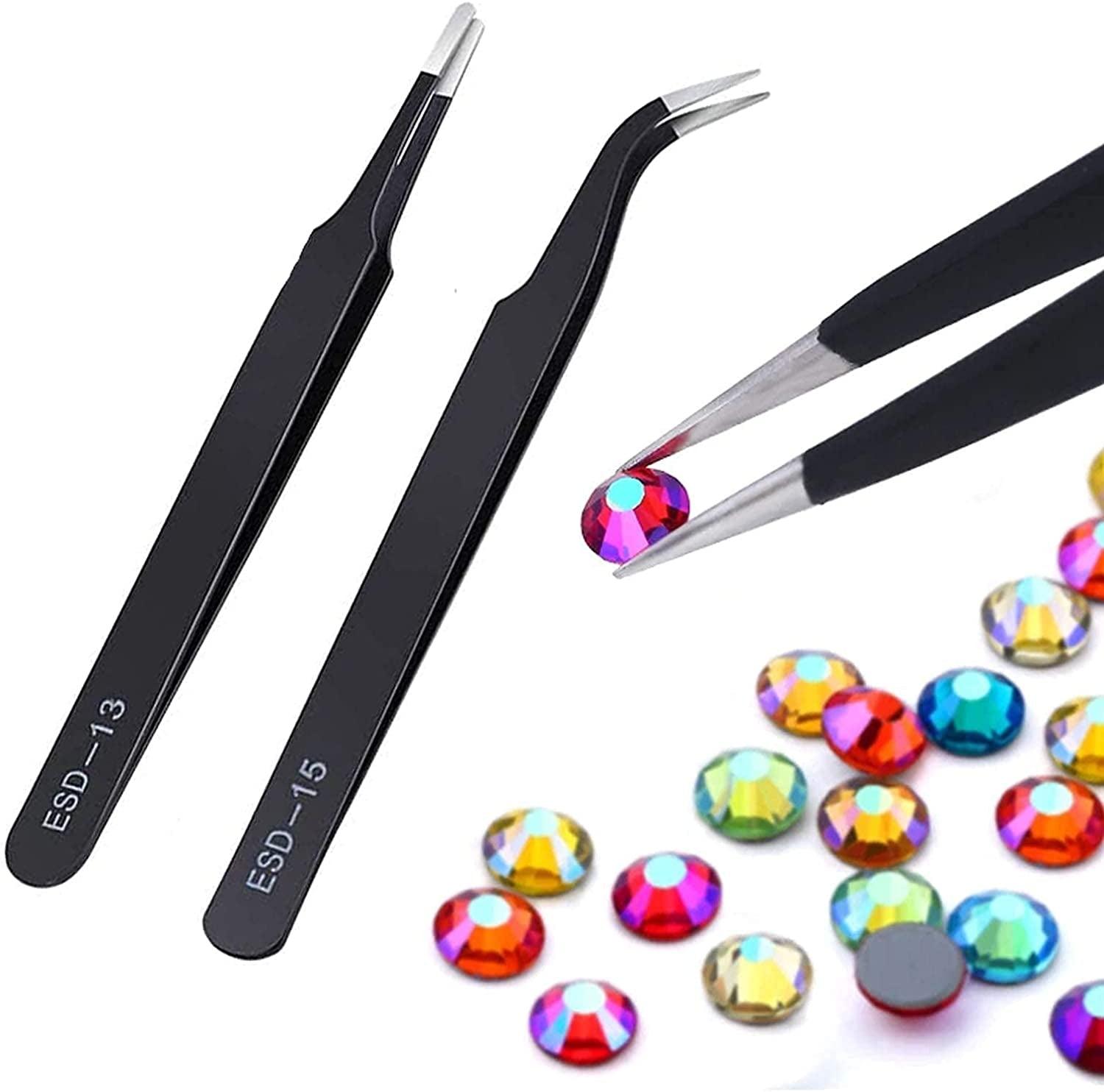 11 Pcs Silicone Resin Mold Tools Set Stirring Needle Spoon Tool Tweezers Precision Kit, Anti-Static Electronics Tweezers Set for Resin Art WoodArtSupply