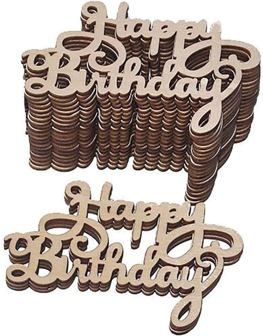 30Pcs Mini Birthday Wood Crafts DIY Cutout Wooden Slices Embellishments WoodArtSupply
