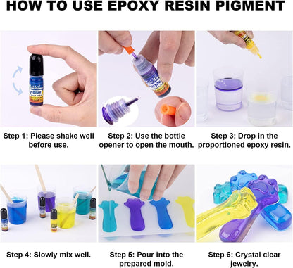 Epoxy Resin Pigment - 30 Colors Transparent UV Resin Dye, Epoxy Resin Color, Highly Concentrated Epoxy Resin Colorant for Resin Jewelry Making Kit, DIY Crafts - 0.25 Oz - WoodArtSupply