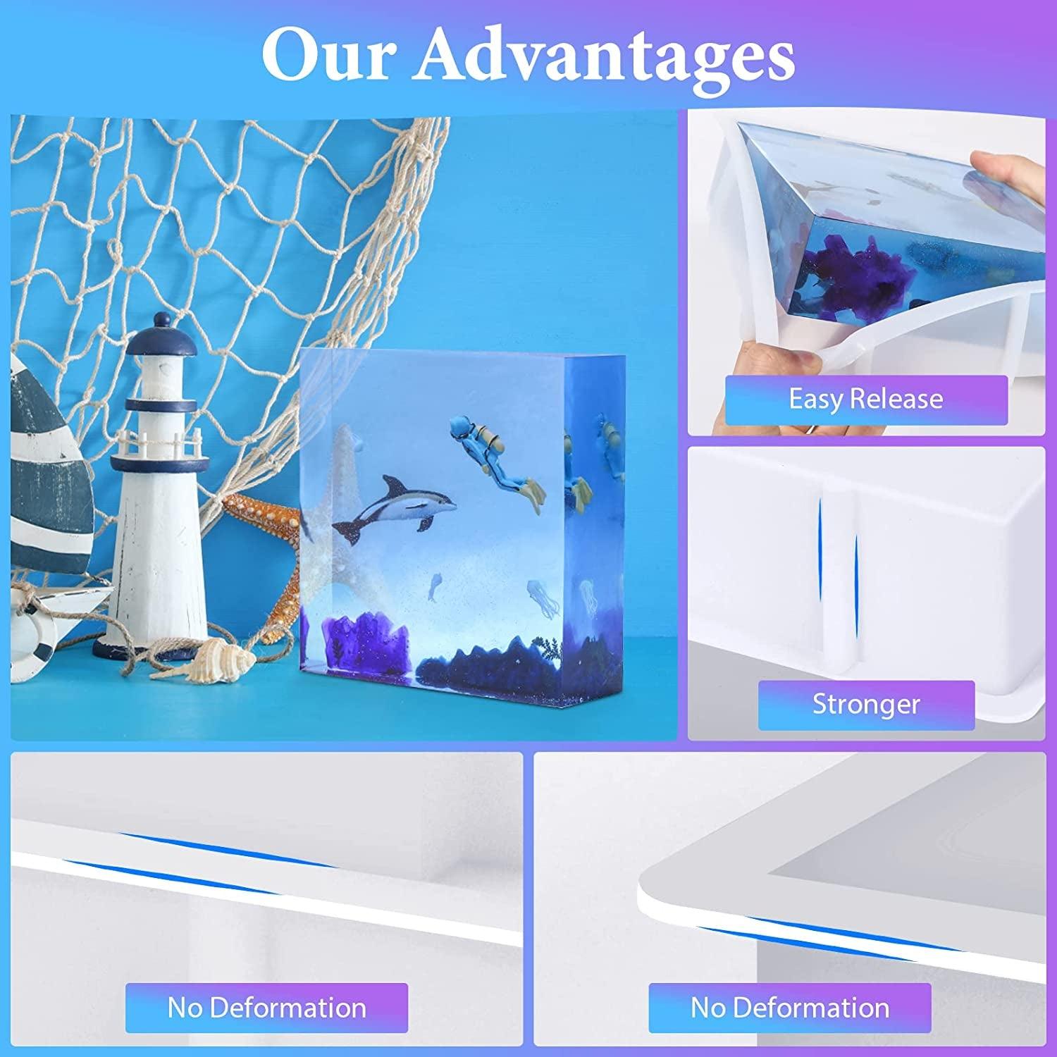 3 PCS Large Resin Molds Silicone, Silicone Molds for Resin Including Large Hexagonal and Square Heart Resin Mold, Epoxy Resin Molds for Flower WoodArtSupply