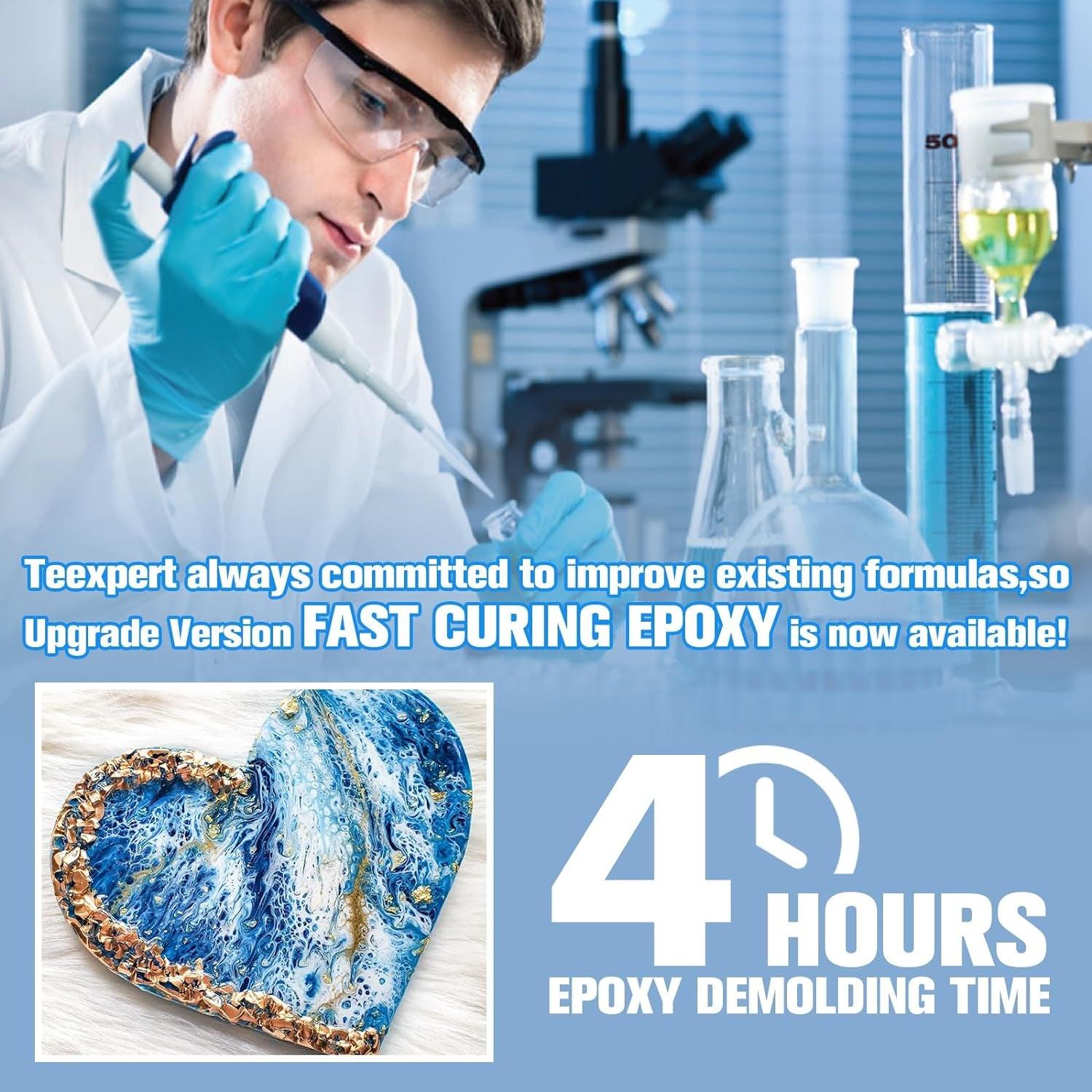 Epoxy Resin-76Oz Fast Curing Epoxy Resin 4 Hours Demold Crystal Clear & Self-Leveling Coating and Casting Resin 38OZ Resin and 38OZ Hardener Kit for DIY Art, Coasters,Jewelry,Wood,Resin Molds - WoodArtSupply