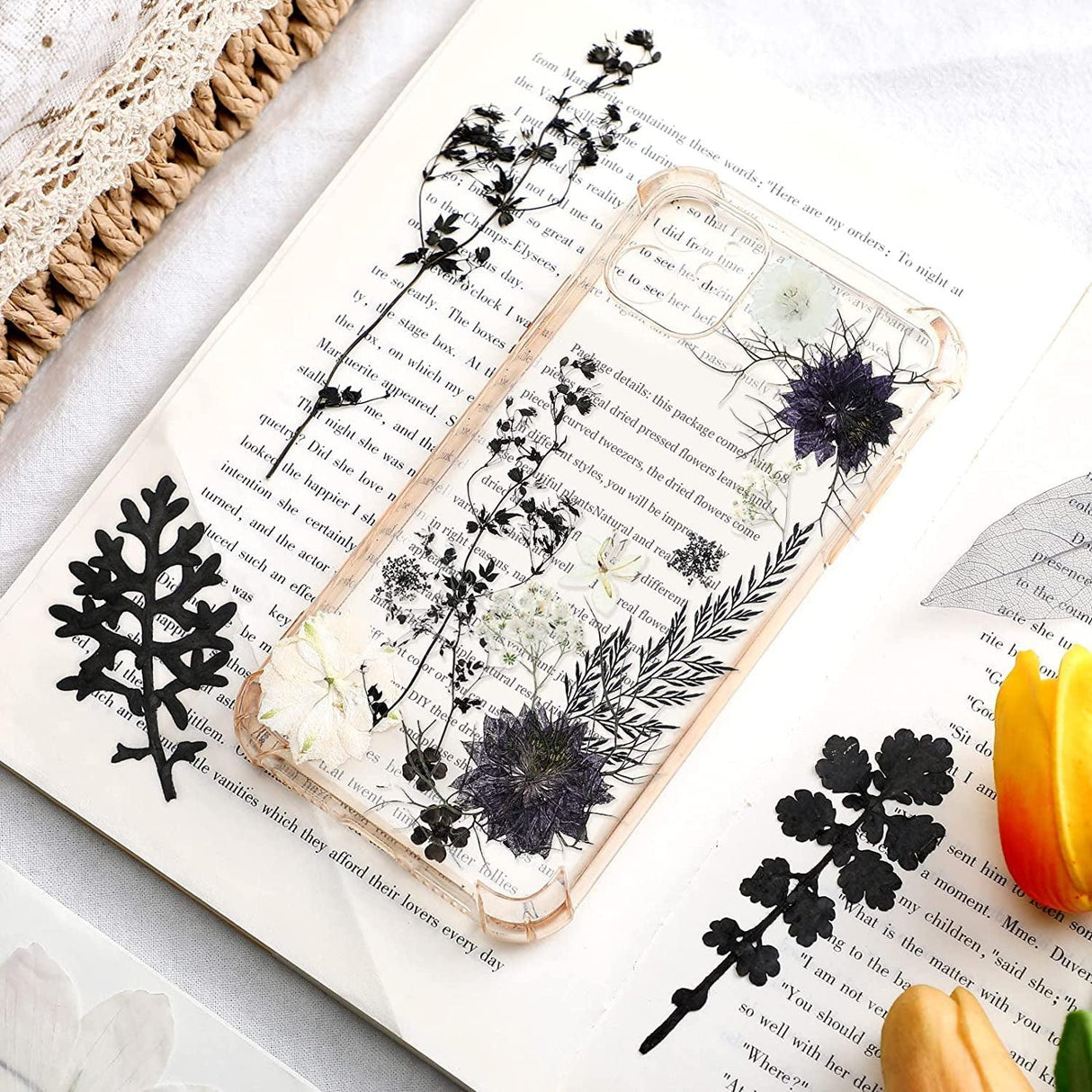 Pressed Flowers Resin Flowers for Resin Mold, Real Daisy Dried Flower Leaves Natural with Tweezers for Scrapbooking DIY Candle Accessories Jewelry WoodArtSupply