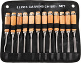 12 PCS Wood Carving Tools, Gouges Woodworking Chisels, Full Size Wood Carving Knifes WoodArtSupply