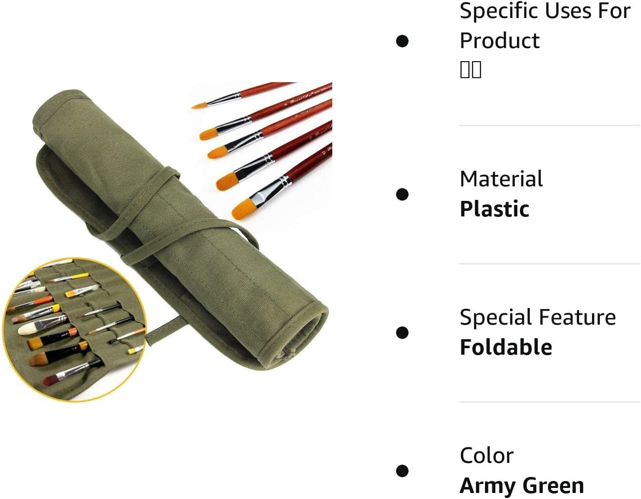 Paint Brush Holder, 22 Slots Paint Brush Storage for Acrylic Oil Watercolor Gouache Artist Paint Brush Roll Canvas Pouch, Silver White Holds 100 WoodArtSupply