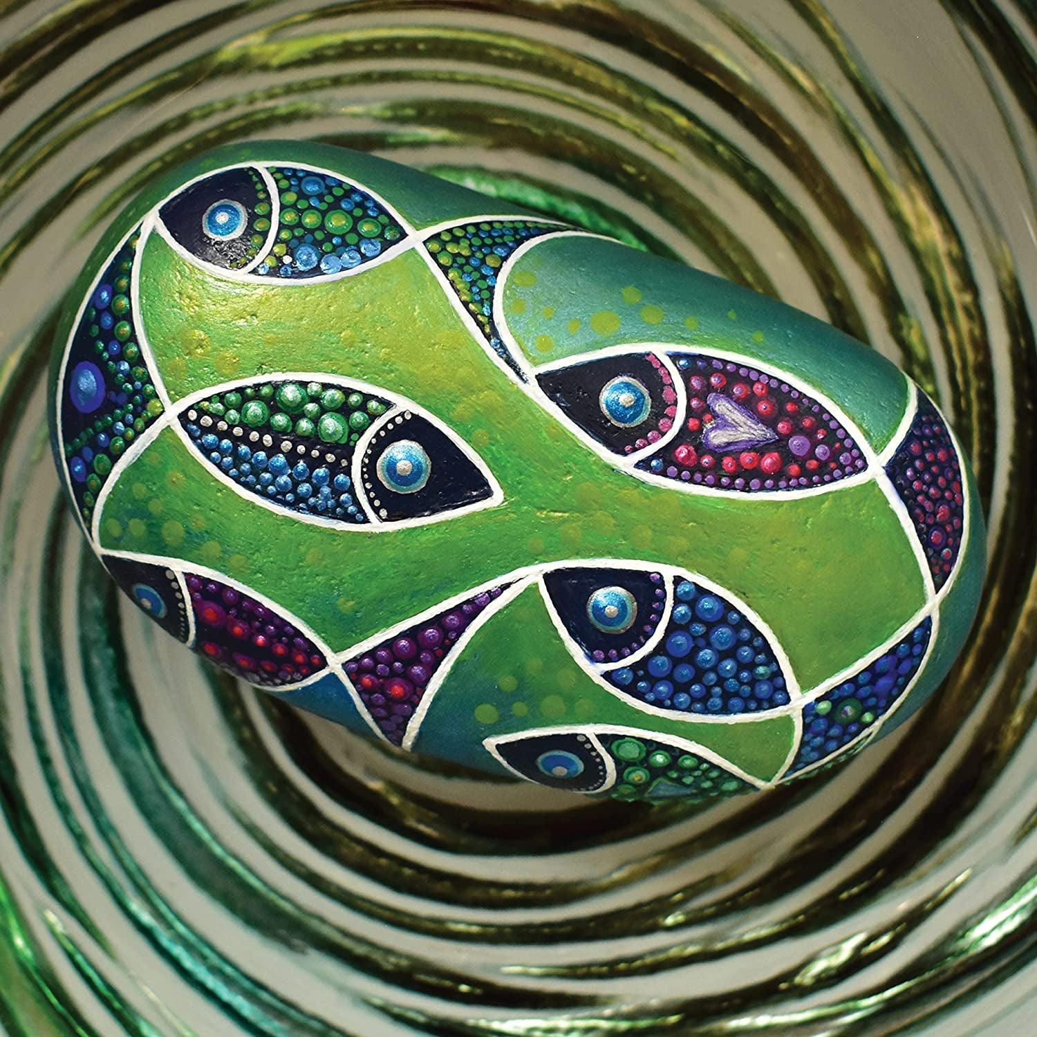 Metallic Rock Painting Box Set - DIY Rock Painting for Adults - Rocks, Brush, Paint Included WoodArtSupply