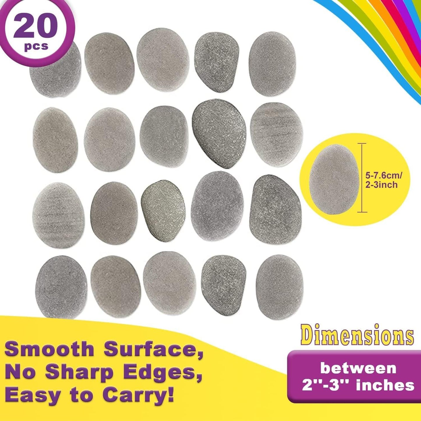 20PCS River Rocks for Painting, 4Th of July Decorations for Home, DIY & Smooth - WoodArtSupply