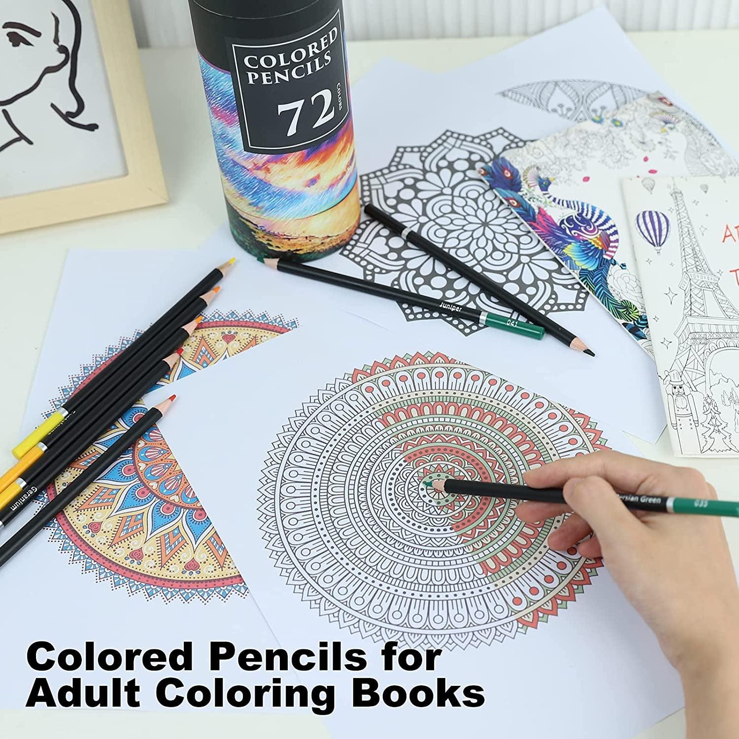 Colored Pencils for Adult Coloring Books, 72 Colored Professional Drawing Pencils, Art Supplies WoodArtSupply