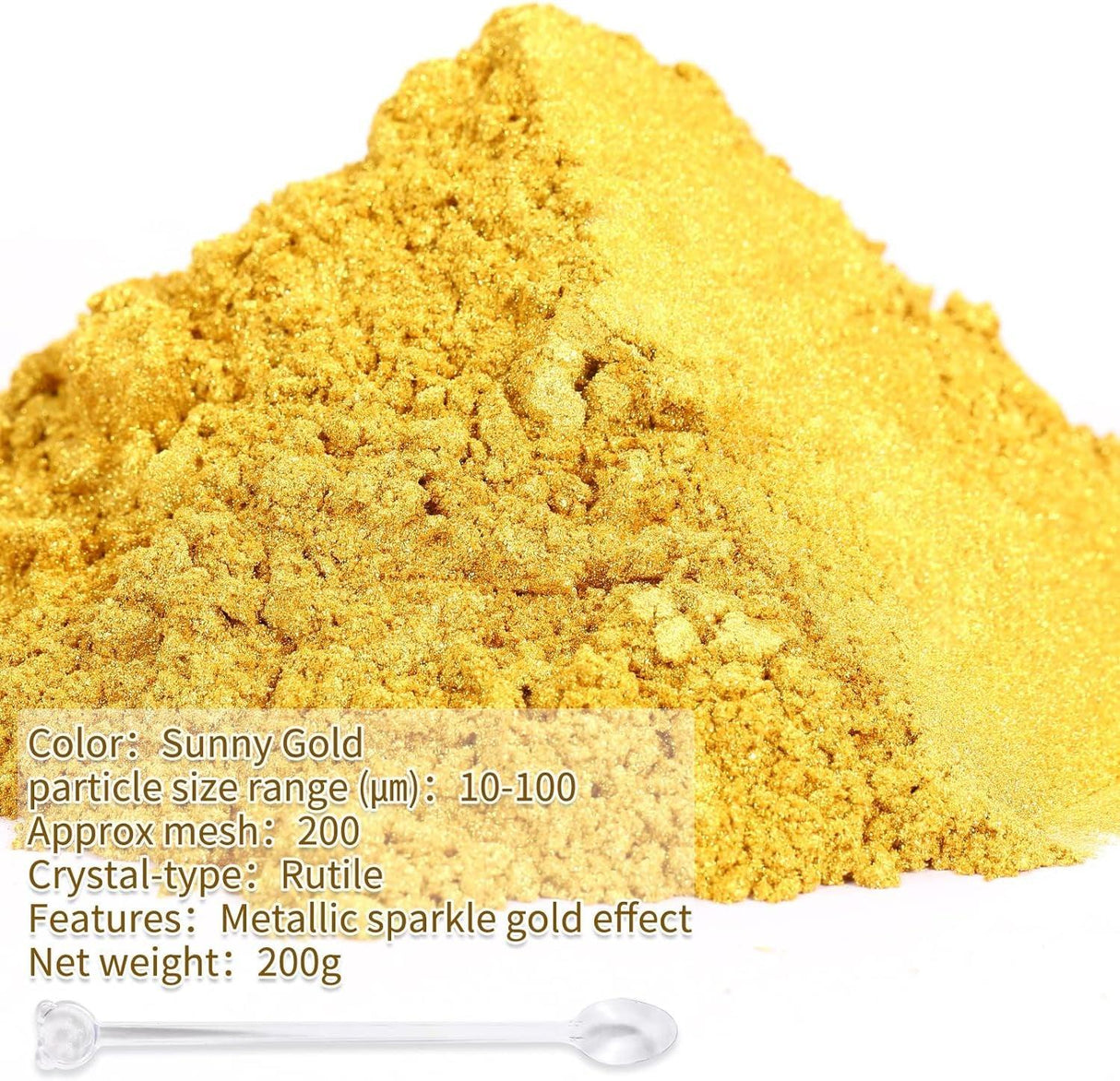 Mica Powder,7.05Oz（200G）,Sunny Gold Mica Powder Pigment for Epoxy Resin，Lip Gloss，Paint，Dye，Soap Making，Nail Polish,Candle Making,Bath Bombs(Sunny WoodArtSupply