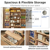 ACCOHOHO 72" Tall Rattan Kitchen Pantry Cabinet with Drawer, Boho Storage Cabinet with 2 Rattan Doors and Shelves, Versatile Large Cabinet for Dining ACCOHOHO