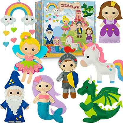 Craftorama Sewing Kit for Kids, Fun and Educational Fairytale Craft Set for Boys and Girls Age 7-12, Sew Your Own Felt Animals Craft Kit for