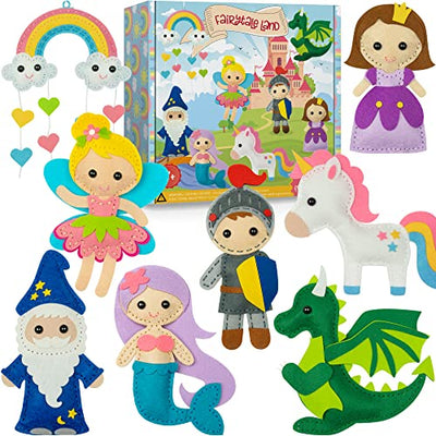Craftorama Sewing Kit for Kids, Fun and Educational Fairytale Craft Set for Boys and Girls Age 7-12, Sew Your Own Felt Animals Craft Kit for