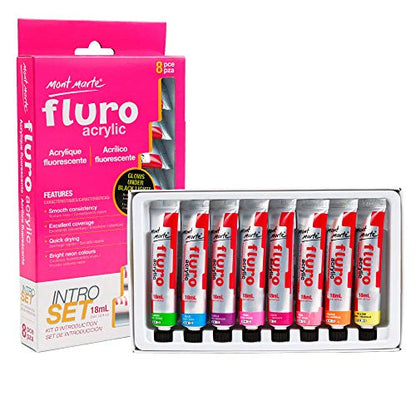 MONT MARTE Fluro Acrylic Paint Intro Set 8 Piece - WoodArtSupply