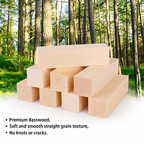8 Pack Basswood Carving Blocks 6 X 1.5 X 1.5 Inch, Large Whittling Wood Carving Blocks Cubes Kit for Kids Adults Beginners or Expert, Fowecelt