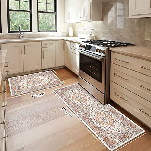 Pauwer Anti Fatigue Floor Mats - Cushioned Memory Foam 2 Piece Kitchen Rug Set, Non Slip Laundry & Sink Area Runner, Waterproof Comfort Standing Mat Pauwer