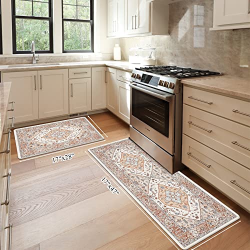 Pauwer Anti Fatigue Floor Mats - Cushioned Memory Foam 2 Piece Kitchen Rug Set, Non Slip Laundry & Sink Area Runner, Waterproof Comfort Standing Mat - WoodArtSupply