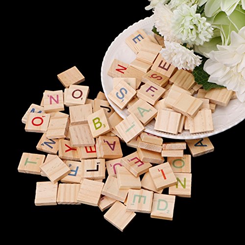 Abbaoww 200 Pcs Colorful Wood Letter Tiles Capital Letters for DIY Crafts, Pendants, Spelling and Scrapbook Abbaoww