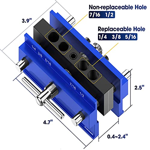 TRAVEANT Self Centering Dowel Jig kit, Drill Guide Bushings Set, Wood Working Tools Drill and Accessories, Adjustable Width Drilling Guide Power Tool - WoodArtSupply