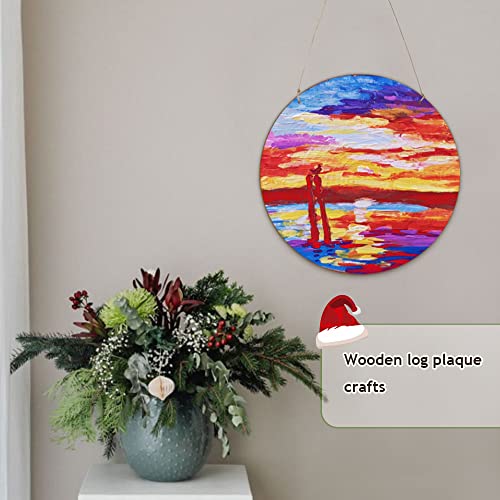 FSWCCK 8 PCS 12 Inch Blank Wood Circles for Crafts, Unfinished Wood Slices Front Door Decor Round Wooden Hanging Sign with Twine for DIY Crafts FSWCCK