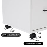 3 Drawer File Cabinets, Mobile Lateral Printer Stand with Open Shelf, Rolling Filing Cabinet with Wheels Home Office Organization and Storage (White) Panana