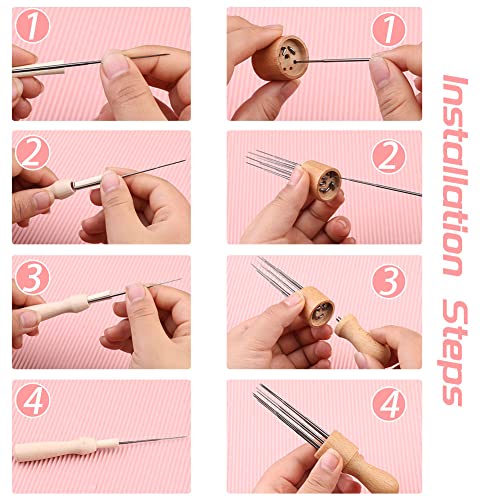 IMZAY Needle Felting Tools, Needle Felting Supplies, Needle Felting Kit with 3 Size 30Pcs Needles Felting Needles,Wooden Handle, Finger Cots, Perfect IMZAY