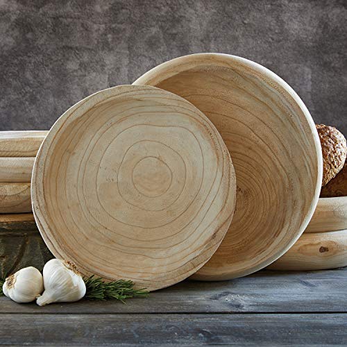 Santa Barbara Design Studio Wood Serving Bowl, Hand Carved Paulownia Wood Fruit Bowl/Wood Decor, 11.5" Large, Natural - WoodArtSupply