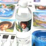 Bob Ross Water Bottle Labels (Set of 16) Unique Quotes & Paintings, Birthday Party Supplies, Waterproof Bottle Wraps Prime Party