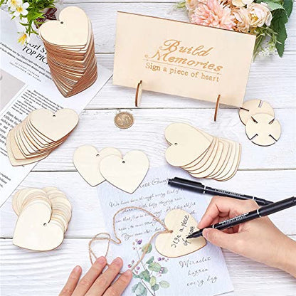 CRASPIRE Wedding Guest Book Alternative, for Guests to Sign with 3PCS Pens and 100PCS Wooden Sign Hearts Rustic Wedding Decorations for Wedding - WoodArtSupply